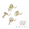 8PCS OF ASSORTED CZ DANGLE 316L SURGICAL STEEL L-SHAPE NOSE STUD BOX